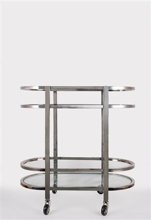 Carrello in acciaio e vetro temperato