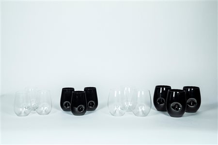 Riedel Set di sei bicchieri da vino e sei bicchieri da acqua in vetro nero e trasparente