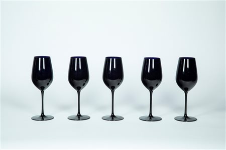 Riedel Set di cinque calici in vetro blu