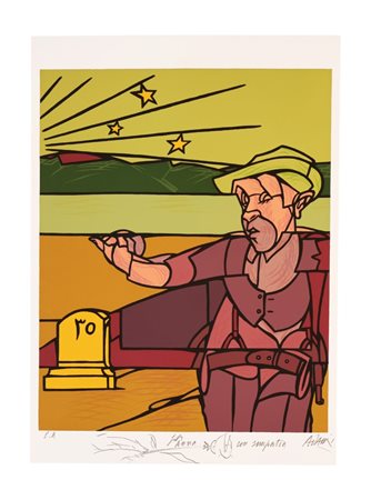 Valerio Adami, Serigrafia con disegno