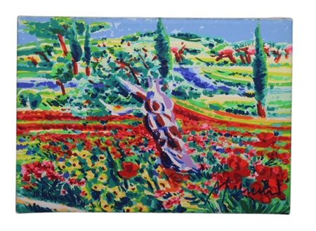 Athos Faccincani, Luce, sole alto e colori intorno ad un olivo