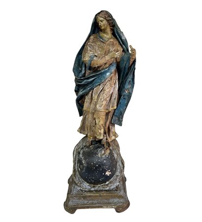 Scultura cartapesta leccese, testa mani e piedi in legno, occhi in vetro e...