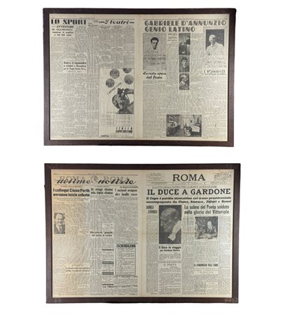 Coppia di pagine di Giornale "Roma", periodo 1938, in riferimento a Gabriele...