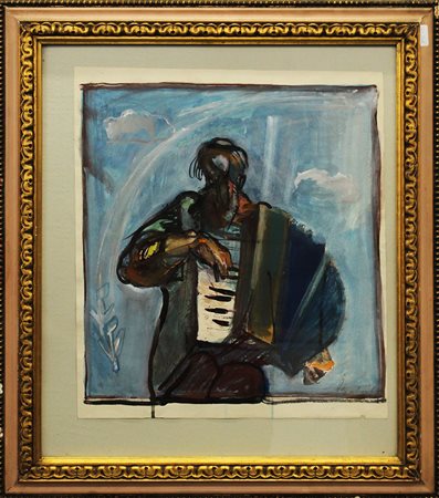ANONIMO, "Figura con fisarmonica", anni '80 circa