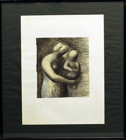 HENRY MOORE, " Tav. 46 Mother and child", 1982