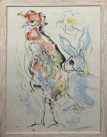ERNESTRO TRECCANI, "Gallo e coniglio", anni '80