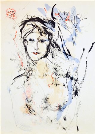 ERNESTO TRECCANI Milano 1920 - 2009 Figura serigrafia su carta 50X70...