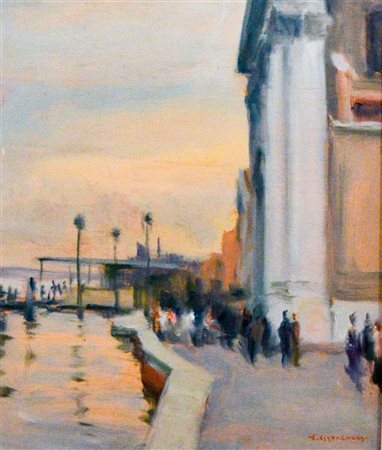 CESARE CASTAGNOLI Venezia olio su cartone 38x45