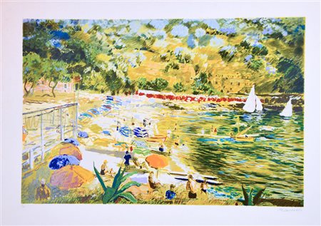 MICHELE CASCELLA Ortona 1892-Milano 1989 Spiaggia serigrafia su carta 60x80...