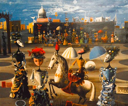 JEAN CALOGERO 1922 - 2001 Allegoria olio su tela 60x73