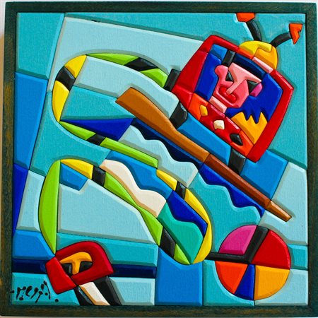 UGO NESPOLO Mosso 1941 Bei pensieri Acrilico ad incausto su legno 20x20