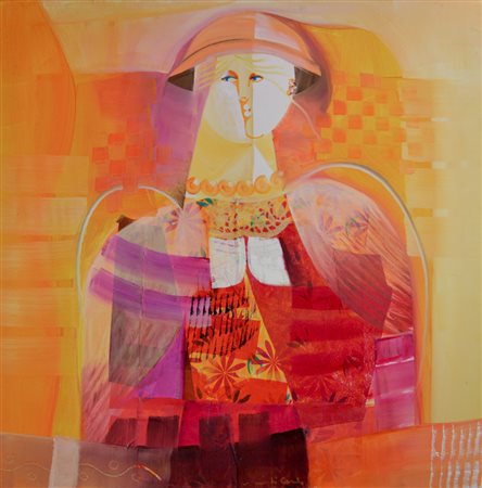 VITTORIO MARIA DI CARLO San Marco in Lamis 1939 Figure olio e collage su tela...