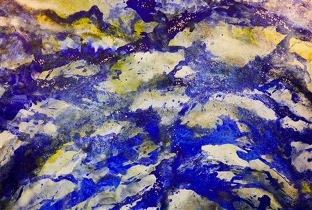 ANNA MORRA Nirvana tecnica mista acrilici, porporina e frammenti d'uovo 102x147