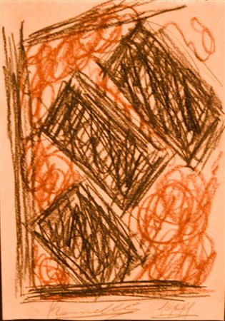 JANNIS KOUNELLIS Pireo 1936 Composizione e rombi pastello su carta 14x20