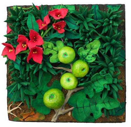 PIERO GILALDI Torino 1942 Fichi verdi applicazioni plastiche 30x30