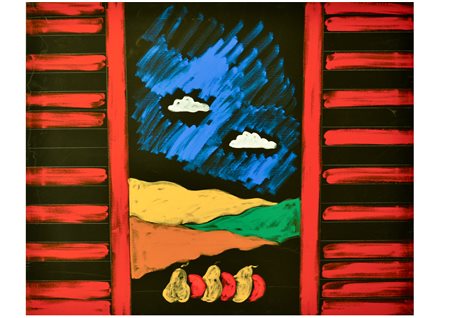 TANO FESTA Roma 1938 - 1988 I guardiani del castello acrilico su tela 50x70