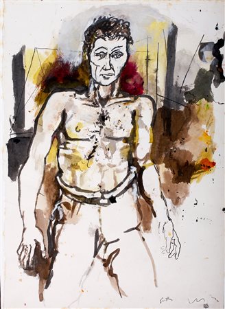RENATO GUTTUSO Bagheria 1911-1987 Figura maschile mista su carta 50x35