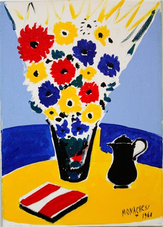 SANTE MONACHESI Macerata 1910-1991 Vaso di fiori olio su tela 50x70