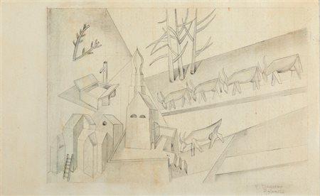 DEPERO FORTUNATO (1892 - 1960) - MOTIVO A SERRADA (c.1920).