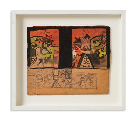 SUTHERLAND GRAHAM (1903 - 1980) - FOUR STUDIES FOR "COW AND LAMP".