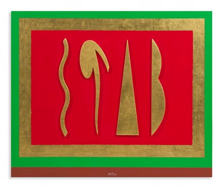 DEL PEZZO LUCIO (1933 - 2020) - QUADRO IN ROSSO E ORO .