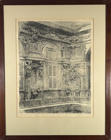 Luigi Conconi "Cortile di Palazza Marino" e "Arco di Tito" (I stato) acqueforti