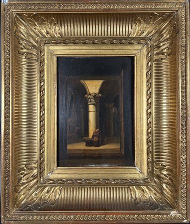 Augustin-François Desmoulins (Attribuito)

"Interno di un convento" 
olio su tav