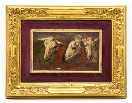 Giuseppe Palizzi "Studi di capre" 
olio su tavola (cm 15x30)
in cornice
(difetti