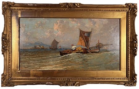 Giuseppe Carelli "Marina napoletana con pescatori" Napoli
olio su tavola (cm 26x