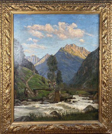 Giovanni Rava "Fienaiole attraversano un ponte" 1911
olio su tela (cm 100x80)
fi