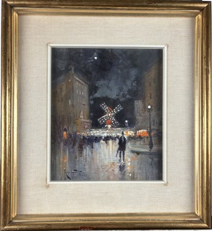 Oscar Ricciardi "Scorcio notturno parigino con Moulin Rouge" Parigi
olio su comp