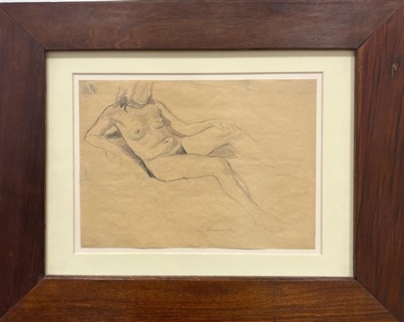 Leonardo Dudreville "Nudo femminile sdraiato" 1928
carboncino su carta (cm 24x33