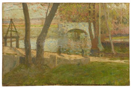 Ignoto postimpressionista

"La chiusa" 
olio su tela applicata a compensato (cm