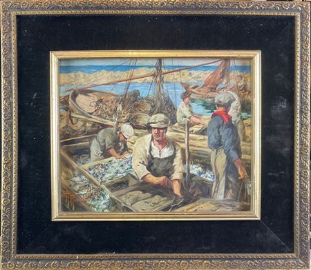 Andrea Marchisio "Pescatori" 1903
olio su tavola (cm 24x30)
firmato e datato in
