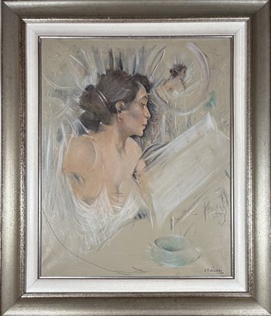 Enrico Felisari "Allo specchio" 
olio su tela (cm 75x60)
firmato in basso a dest