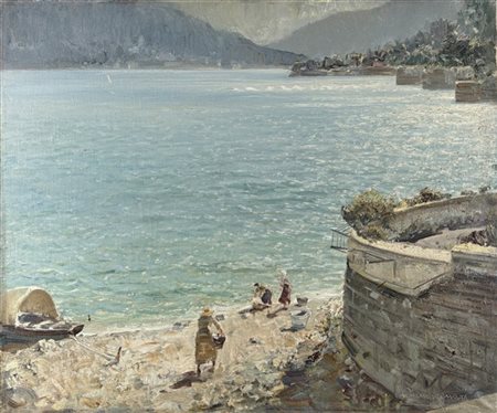 Ottorino Campagnari "Lago di Como, dintorni di Cernobbio" 
olio su tela (cm 50x6