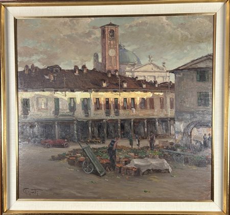 Ercole Magrotti "Vigilia del mercato" 1926
olio su compensato (cm 70x74)
firmato