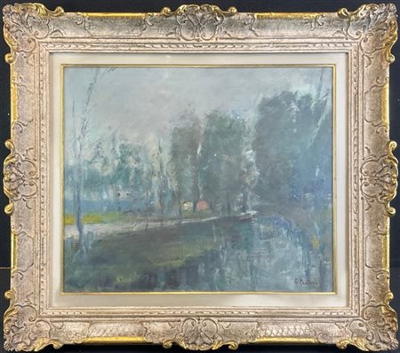 Ezio Pastorio "Scorcio fluviale" 
olio su tela (cm 50x60)
firmato in basso a des