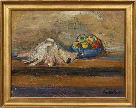 Luigi Bartolini "Natura morta con conchiglia e mele" 
olio su compensato (cm 33x