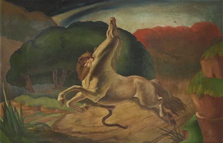 Guido Pignato "Scena selvaggia" 1932/1933
olio su compensato (cm 82x125)
firmato