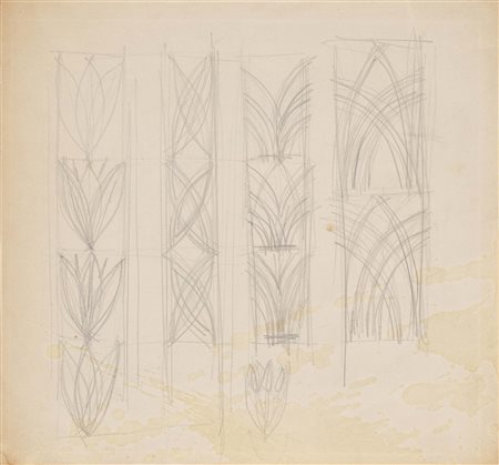 Studio per le fasce decorative delle porte ad intarsio nella sala del consiglio provinciale di Trento