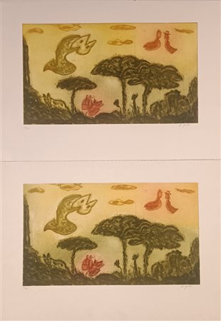 GALLÈ RITA Caltanisetta (Cl) 1952 Paesaggio onirico 1975 2 incisioni...