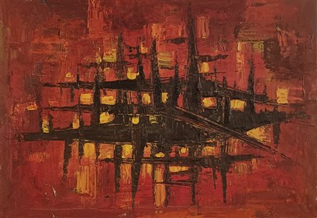 CUNEO WALTER Milano (MI) 1929 Case 1959 Olio su tela 50,00x70,00 Firmato e...