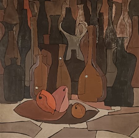 ANONIMO Anonimo (An) Bottiglie Olio su tela 60,00x60,00 Difetti.