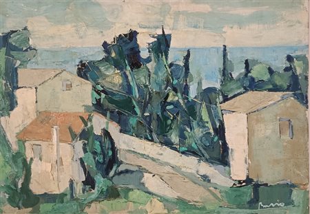 BASSO GUIDO Genova (Ge) 1923 Paesaggio Olio su tela 50,00x70,00 Firmato in...