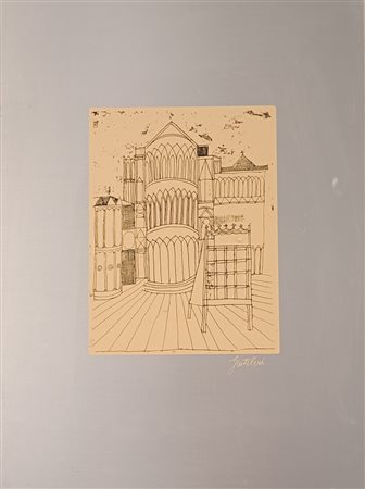 GENTILINI FRANCO Faenza (Ra) 1909 Cattedrale 1977 Serigrafia su alluminio es....