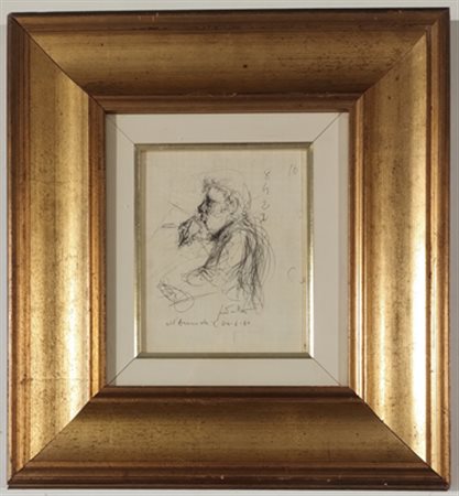 PEVERELLI CESARE Milano (30/05/1922) 2000 Ritratto 1980 Bozzetto a penna...