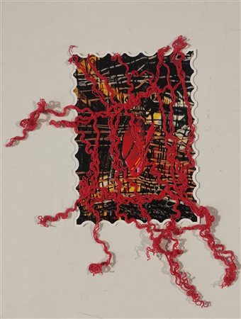 SPINA ROSA Catanzaro (Cz) 1946 Senza Titolo 2024 Monotipo su carta e filo...