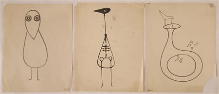 GUARINO GIUSEPPE Milano (Mi) 1920 Senza Titolo 1955 3 disegni su carta...