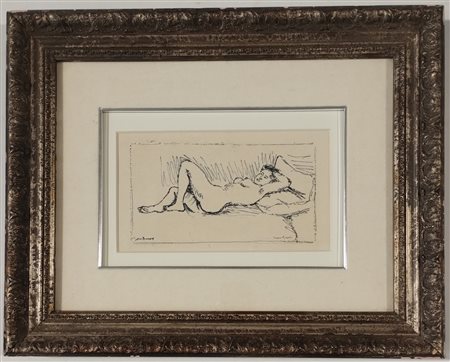 TAMBURI ORFEO Jesi (An) 1910 Donna sdraiata China su carta applicata su...